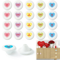 QIMGIC Valentines Cabinet Knobs Covers - 20pcs Valentine’s Day Cabinet Handle Covers Decorative, Sweet Conversation Heart Silicone Drawer Door Dresser Closet Pull Knob for Home Office Kitchen Bedroom