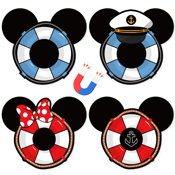 QIMGIC 4pcs Cruise Door Magnet, Refrigerator Car Magnetic Decorations, Cruise Ship Cabin Door Fridge Magnets Decals Decor, Ocean Anchor Life Ring Magnetic Stickers for Home Cabinet Mailbox (9.8 Inch)