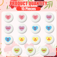 QIMGIC Valentines Cabinet Knobs Covers - 15pcs Valentine’s Day Cabinet Handle Covers Decorative, Sweet Conversation Heart Silicone Drawer Door Dresser Closet Pull Knob for Home Office Kitchen Bedroom