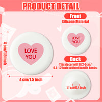 Qimgic Valentines Cabinet Knobs Covers - 10pcs Valentine’s Day Cabinet Handle Covers Decorative, Sweet Conversation Heart Silicone Drawer Door Dresser Closet Pull Knob for Home Office Kitchen Bedroom