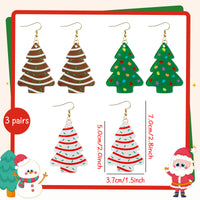 Qimgic Christmas Tree Cake Earrings - Xmas Tree Earrings Dangle for Women, Christmas Jewelry Funky Acrylic Charms, Holiday Funny Dangling Drop Accessories Bulk for Stocking Stuffers Fun Gift (3 Pairs)