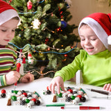 Qimgic Christmas Beadable Pens Kits - 12 Set Xmas DIY Ballpoint Pens Making with Beads Craft for Kids, Christmas Party Tree Cake Beaded Pen Bulk Charm Crafting Supplies for Winter School Students Gift