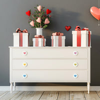 Qimgic Valentines Cabinet Knobs Covers - 10pcs Valentine’s Day Cabinet Handle Covers Decorative, Sweet Conversation Heart Silicone Drawer Door Dresser Closet Pull Knob for Home Office Kitchen Bedroom