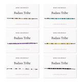 QIMGIC Morse Code Bracelet for Women - 6pcs Badass Tribe Adjustable Bracelets with Decorative Card for Friends Sister Couples, Funny Inspirational Morse Code Handmade Jewelry Gift for Birthday Team