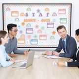 Qimgic Shout Out Bulletin Board - 112pcs Staff Student Shout Out Motivational Cutout Borders Decorations Set for Office Classroom, Employee Appreciation Ideas Decor for School Chalkboard Wall Supplies
