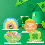 Qimgic St. Patrick's Day Centerpieces - Lucky Charms Wooden Tiered Tray Signs Table Decorations, Cereal-sly Green Clover Detachable Table Topper for Home Kitchen Bedroom Irish Day Event Supplies