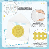 Qimgic Mini Tooth Receipt Gifts - 20 Set Tooth Condition Cards with Envelope and Fairy Letter for Kids, Lost Teeth Certificate Keepsake Gift Bag with Stickers for Girls Boys Home School Award (Blue)