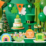 Qimgic St. Patrick's Day Centerpieces - Lucky Charms Wooden Tiered Tray Signs Table Decorations, Cereal-sly Green Clover Detachable Table Topper for Home Kitchen Bedroom Irish Day Event Supplies