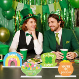 Qimgic St. Patrick's Day Centerpieces - Lucky Charms Wooden Tiered Tray Signs Table Decorations, Cereal-sly Green Clover Detachable Table Topper for Home Kitchen Bedroom Irish Day Event Supplies
