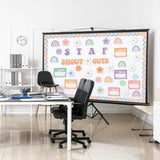 Qimgic Shout Out Bulletin Board - 112pcs Staff Student Shout Out Motivational Cutout Borders Decorations Set for Office Classroom, Employee Appreciation Ideas Decor for School Chalkboard Wall Supplies