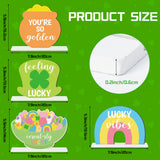 Qimgic St. Patrick's Day Centerpieces - Lucky Charms Wooden Tiered Tray Signs Table Decorations, Cereal-sly Green Clover Detachable Table Topper for Home Kitchen Bedroom Irish Day Event Supplies