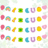 Qimgic St. Patrick's Day Banner - 4pcs Lucky Charms Glitter Hanging Garland Decoration, No DIY Needed Green Shamrock Clover Party Supplies Hang Paper Bunting for Home Classroom Fireplace Wall 8.5 Feet