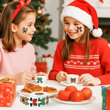 Qimgic Christmas Bow Roll Stickers - 1 Roll 1000pcs Cute Santa Claus Reindeer Gingerbread Vinyl Sticker Decoration, Funny Xmas Decal Label Decor Supplies for Women Men Cup Scrapbook Bottle Laptop