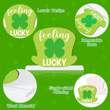 Qimgic St. Patrick's Day Centerpieces - Lucky Charms Wooden Tiered Tray Signs Table Decorations, Cereal-sly Green Clover Detachable Table Topper for Home Kitchen Bedroom Irish Day Event Supplies
