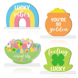Qimgic St. Patrick's Day Centerpieces - Lucky Charms Wooden Tiered Tray Signs Table Decorations, Cereal-sly Green Clover Detachable Table Topper for Home Kitchen Bedroom Irish Day Event Supplies