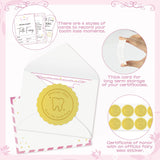 Qimgic Mini Tooth Receipt Gifts - 20 Set Tooth Condition Cards with Envelope and Fairy Letter for Kids, Lost Teeth Certificate Keepsake Gift Bag with Stickers for Girls Boys Home School Award (Pink)