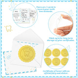 Qimgic Mini Tooth Receipt Set - 20 Set Blue Tooth Cards with Envelope and Fairy Letter for Kids, Lost Teeth Certificate Keepsake Postmark Gift Bag with Seal Stickers for Girls Boys Home School Award