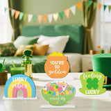 Qimgic St. Patrick's Day Centerpieces - Lucky Charms Wooden Tiered Tray Signs Table Decorations, Cereal-sly Green Clover Detachable Table Topper for Home Kitchen Bedroom Irish Day Event Supplies