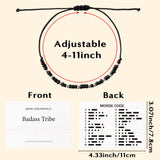 QIMGIC Morse Code Bracelet for Women - 6pcs Badass Tribe Adjustable Bracelets with Decorative Card for Friends Sister Couples, Funny Inspirational Morse Code Handmade Jewelry Gift for Birthday Team