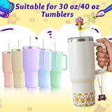 QIMGIC Back to School Cup Accessories - 6pcs Teacher Water Bottle Boot with Straw Cover & Handle Charm Compatible with 30 oz 40 oz Tumblers, Pencil Bow Silicone Boot Gifts for Girl Women Cup Decor