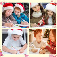 Qimgic Christmas Beadable Pens Kit - 12 Set Xmas DIY Ballpoint Pen Making with Bead Craft for Kids, Christmas Party Vintage Pink Beaded Pen Bulk Charm Crafting Supplies for Winter School Students Gift