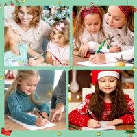 Qimgic Christmas Beadable Pens Kits - 12 Set Xmas DIY Ballpoint Pens Making with Beads Craft for Kids, Christmas Party Tree Cake Beaded Pen Bulk Charm Crafting Supplies for Winter School Students Gift