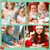 Qimgic Christmas Beadable Pens Kits - 12 Set Xmas DIY Ballpoint Pens Making with Beads Craft for Kids, Christmas Party Tree Cake Beaded Pen Bulk Charm Crafting Supplies for Winter School Students Gift