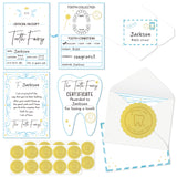 Qimgic Mini Tooth Receipt Gifts - 20 Set Tooth Condition Cards with Envelope and Fairy Letter for Kids, Lost Teeth Certificate Keepsake Gift Bag with Stickers for Girls Boys Home School Award (Blue)