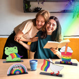 Qimgic LGBTQ Pride Centerpieces Decorations - 4pcs LGBT Gay Pride Month Wooden Tiered Tray Signs Table Decor, Animal Rainbow Flag Equality Detachable Table Topper for Home Kitchen Event Supplies