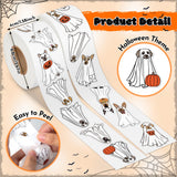 Qimgic Halloween Ghost Dog Stickers - 2 Rolls 1000pcs Cute Dogs Halloween Party Trick or Treat Vinyl Sticker Decoration, Funny Pet Decal Label Decor Supplies for Women Men Cup Scrapbook Bottle Laptop