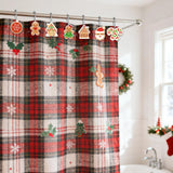 Qimgic Christmas Shower Curtain Hooks - 12pcs Santa Claus Gingerbread House Decorative Shower Decor Bathroom Accessories Set, Xmas Tree Rustproof Metal Curtains Rings for Festive Winter Holiday