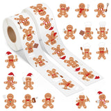 Qimgic Christmas Gingerbread Man Stickers - 2 Rolls 1000pcs Cute Bakery Gingerbread Vinyl Sticker Decoration, Funny Winter Decal Label Decor Supplies for Xmas Tree Ball Cup Scrapbook Bottle Laptop
