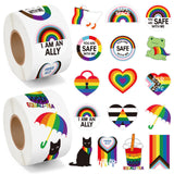 Qimgic LGBTQ Pride Rainbow Stickers - 2 Rolls 1000pcs LGBT Flag Heart Roll Decal for Gay Lesbian Bisexual, Love is Love Vinyl Sticker for Pride Month Parade Party Merch Event Decoration Supplies