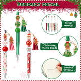 QIMGIC Christmas Beadable Pens Kit - 12 Set Xmas DIY Ballpoint Pen Making with Bead Craft, Christmas Party Gingerbread Beaded Pen Bulk Charm Crafting Supplies for Winter School Students Gift