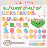 Qimgic St. Patrick's Day Bulletin Board - 118pcs Lucky Charms Cutout with Banner Decor Set, Shamrock Rainbow Clover Chalkboard Classroom Wall School Accents Ideas Kits for Irish Day Party Supplies
