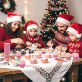 QIMGIC Christmas Mini Cupcake Liners - 300pcs Gingerbread Small Muffin Cake Baking Cups with 300pcs Cupcake Toppers, Pink Cake Chocolate Wrap Making Supplies for Xmas Eve Birthday (10 Styles)