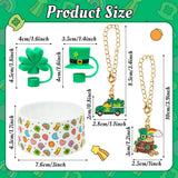 QIMGIC St. Patrick's Day Cup Accessories - 6pcs Shamrock Silicone Boot with Straw Cover Clover Handle Charm Compatible with 30 oz 40 oz Tumblers, Green Decor Gifts for Girls Women Irish Day Party