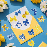 Qimgic Bow Stickers for Spring Summer - 1000pcs 2 Rolls Bow Knot Vinyl Sticker Decoration, Blue Yellow Inspirational Decal Label Holiday Decor Supplies for Event Campaign Scrapbook Bottle Laptop