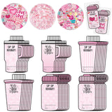 QIMGIC 48 Set Valentines Day Cards Gift for Kids Class School Classroom, Valentine's Craft Sweet Pink Bow Sticker Bottle Greeting Card with Envelopes Exchange Present Bulk for Party Goodie Bag Stuff