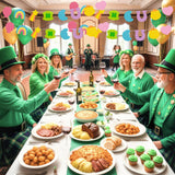 Qimgic St. Patrick's Day Banner - 4pcs Lucky Charms Glitter Hanging Garland Decoration, No DIY Needed Green Shamrock Clover Party Supplies Hang Paper Bunting for Home Classroom Fireplace Wall 8.5 Feet