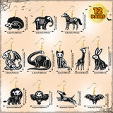 Qimgic Skeleton Animal Skull Earrings - Skull Earrings Dangle for Women Teen, Halloween Jewelry Spooky Dangle Drop, Holiday Funny Dangling Accessories Set for Halloween Fun Gift (12 Pairs)