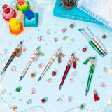 QIMGIC Christmas Beadable Pens Kit - 12 Set Xmas DIY Ballpoint Pen Making with Bead Craft, Christmas Party Gingerbread Beaded Pen Bulk Charm Crafting Supplies for Winter School Students Gift
