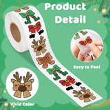 Qimgic Christmas Bow Roll Stickers - 1 Roll 1000pcs Cute Santa Claus Reindeer Gingerbread Vinyl Sticker Decoration, Funny Xmas Decal Label Decor Supplies for Women Men Cup Scrapbook Bottle Laptop