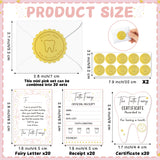 Qimgic Mini Tooth Receipt Set- 20 Set Peach Pink Tooth Cards with Envelope and Fairy Letter for Kid, Lost Teeth Certificate Keepsake Postmark Gift Bag with Seal Stickers for Girl Boy Home School Award