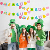 Qimgic St. Patrick's Day Banner - 4pcs Lucky Charms Glitter Hanging Garland Decoration, No DIY Needed Green Shamrock Clover Party Supplies Hang Paper Bunting for Home Classroom Fireplace Wall 8.5 Feet