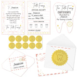 Qimgic Mini Tooth Receipt Set- 20 Set Peach Pink Tooth Cards with Envelope and Fairy Letter for Kid, Lost Teeth Certificate Keepsake Postmark Gift Bag with Seal Stickers for Girl Boy Home School Award