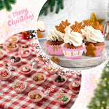 QIMGIC Christmas Mini Cupcake Liners - 600pcs Merry Christmas Candy Baking Cups Small Muffin Cupcake Wrappers, Pink Gingerbread Chocolate Cake Wrap Making Supplies for Xmas Eve Party(10 Styles)