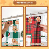 Qimgic Christmas Shower Curtain Hooks - 12pcs Santa Claus Gingerbread House Decorative Shower Decor Bathroom Accessories Set, Xmas Tree Rustproof Metal Curtains Rings for Festive Winter Holiday