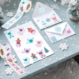 Qimgic Winter Snow Monster Stickers - 2 Rolls 1000pcs Funny Yeti Monsters Vinyl Sticker Decoration, Snowflake Decal Label Holiday Decor Supplies for Xmas Tree Ball Cup Scrapbook Bottle Laptop