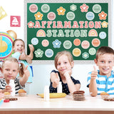 Qimgic Classroom Bulletin Board Decoration - 120pcs Boho Affirmation Station Motivational Cutout Borders Decor Set, Back to School Chalkboard Library Wall Accents Ideas Kits for Welcome Party Supplies